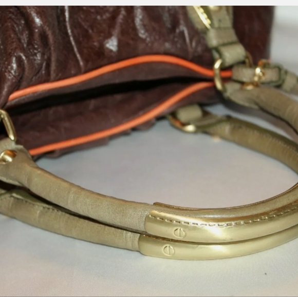 💕STEVEN by STEVE MADDEN Naomi Color Block Brown Leather Satchel Shoulder - Picture 6 of 9